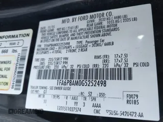 2016 Ford Mustang V6 with VIN 1FA6P8AM0G5252498, listed as a IAAI auction lot 41530307 with 119,737 mi miles and . Bid and sale history available at carsss.com. Image 9.