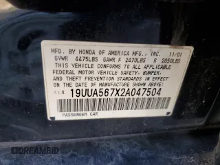 2002 Acura TL w/Navigation with VIN 19UUA567X2A047504, listed as a Copart auction lot 81586304 with 0 mi miles and Non Repairable. Bid and sale history available at carsss.com. Image 13.