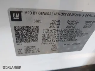 2020 GMC Terrain SLE with VIN 3GKALTEV0LL286090, listed as a IAAI auction lot 41552726 with 40,288 mi miles. Bid and sale history available at carsss.com. Image 9.
