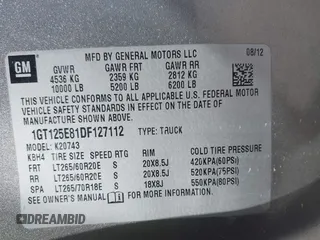 2013 GMC Sierra 2500HD Denali z VIN 1GT125E81DF127112, wystawiony jako IAAI lot #41907764 z przebiegiem 289 619 mil mil oraz . Historia ofert i sprzedaży dostępna na DreamBid. Obrazek 9.
