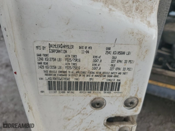2005 Jeep Liberty Sport with VIN 1J4GL48K55W578502, listed as a Copart auction lot 51073385 with 0 mi miles and Salvage Title. Bid and sale history available at carsss.com. Image 13.