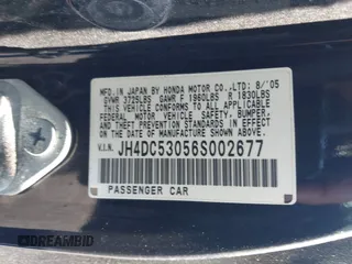 2006 Acura RSX Type S z VIN JH4DC53056S002677, wystawiony jako IAAI lot #42410353 z przebiegiem 218 453 mil mil oraz . Historia ofert i sprzedaży dostępna na DreamBid. Obrazek 9.