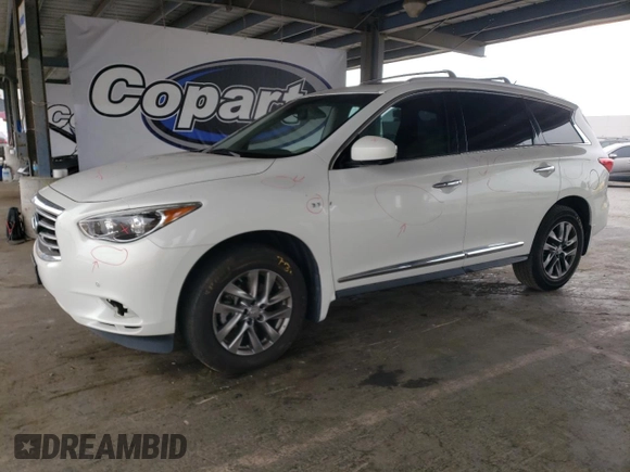 2014 Infiniti QX60 with VIN 5N1AL0MMXEC520183, listed as a Copart auction lot 61261955 with 108,691 mi miles and Salvage title. Bid and sale history available at DreamBid. Image 1.