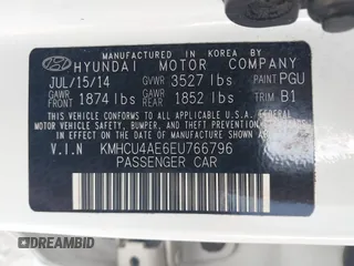 2014 Hyundai Accent GLS with VIN KMHCU4AE6EU766796, listed as a IAAI auction lot 41933743 with 99,142 mi miles. Bid and sale history available at carsss.com. Image 9.