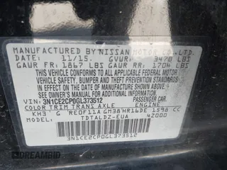 2016 Nissan Note SV with VIN 3N1CE2CP0GL373512, listed as a IAAI auction lot 42094701 with 70,470 mi miles and . Bid and sale history available at DreamBid. Image 9.