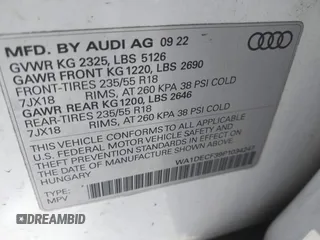 2023 Audi Q3 S line Premium with VIN WA1DECF39P1034247, listed as a IAAI auction lot 41889564 with 49,387 mi miles and . Bid and sale history available at DreamBid. Image 9.