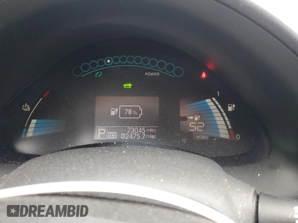 2014 Nissan LEAF SV z VIN 1N4AZ0CPXEC333675, wystawiony jako Copart lot #47853455 z przebiegiem 73 045 mil mil oraz Szkoda całkowita • Salvage title. Historia ofert i sprzedaży dostępna na DreamBid. Obrazek 9.