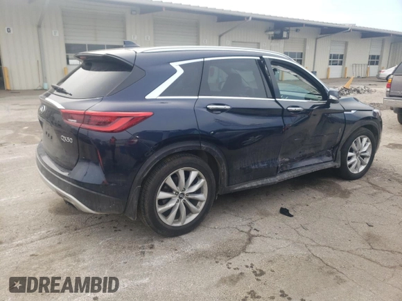 2019 Infiniti QX50 LUXE with VIN 3PCAJ5M37KF100121, listed as a Copart auction lot 49025983 with 23,523 mi miles. Bid and sale history available at carsss.com. Image 3.
