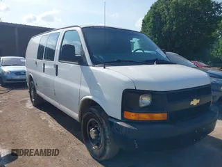 2014 Chevrolet Express Cargo Van with VIN 1GCWGFCG0E1100859, listed as a IAAI auction lot 42142748 with 182,900 mi miles. Bid and sale history available at carsss.com. Image 1.