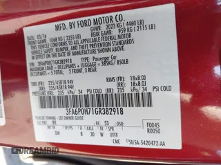 2016 Ford Fusion SE with VIN 3FA6P0H71GR382918, listed as a IAAI auction lot 42480377 with 116,794 mi miles and . Bid and sale history available at DreamBid. Image 9.
