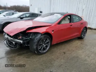 2021 Tesla Model S Plaid with VIN 5YJSA1E61MF436369, listed as a Copart auction lot 48505375 with 34,388 mi miles and Salvage Title. Bid and sale history available at carsss.com. Image 1.