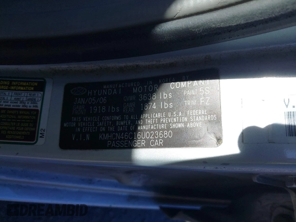 2006 Hyundai Accent GLS with VIN KMHCN46C16U023680, listed as a IAAI auction lot 41253207 with 157,398 mi miles. Bid and sale history available at carsss.com. Image 9.