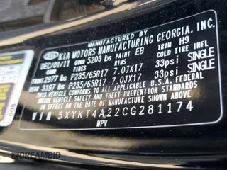 2012 Kia Sorento LX with VIN 5XYKT4A22CG281174, listed as a Copart auction lot 88546905 with Not Provided miles and Clean Title. Bid and sale history available at carsss.com. Image 13.