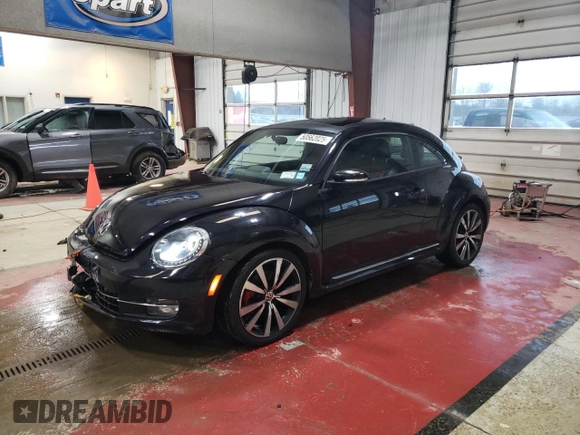 2012 Volkswagen Beetle Turbo with VIN 3VWVA7AT4CM665261, listed as a Copart auction lot 50562025 with 62,570 mi miles and Salvage Title. Bid and sale history available at DreamBid. Image 1.