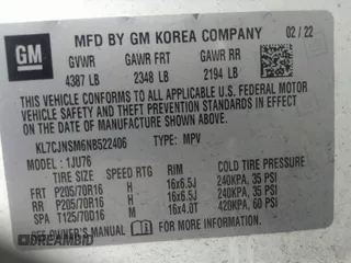 2022 Chevrolet Trax LS with VIN KL7CJNSM6NB522406, listed as a IAAI auction lot 40993801 with 115,738 mi miles. Bid and sale history available at carsss.com. Image 9.