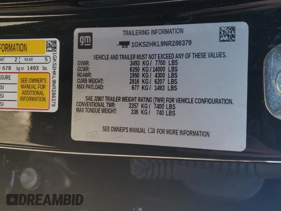 2022 GMC Yukon XL AT4 with VIN 1GKS2HKL9NR286379, listed as a Copart auction lot 70381224 with Not Provided miles and Salvage Title. Bid and sale history available at carsss.com. Image 14.