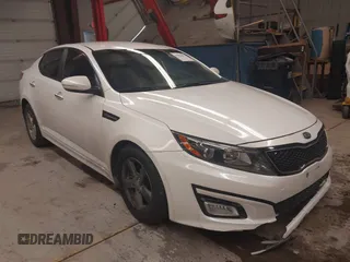 2014 Kia Optima LX with VIN KNAGM4A75E5507893, listed as a IAAI auction lot 41553825 with 87,101 mi miles and . Bid and sale history available at DreamBid. Image 1.