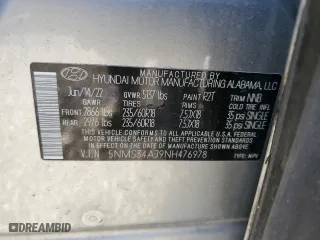 2022 Hyundai Santa Fe SEL with VIN 5NMS34AJ9NH476978, listed as a Copart auction lot 49422255 with 68,727 mi miles and Salvage Title. Bid and sale history available at carsss.com. Image 15.