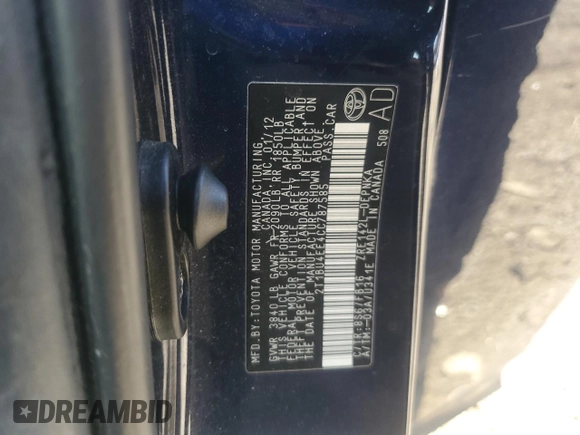 2012 Toyota Corolla L with VIN 2T1BU4EE4CC787585, listed as a Copart auction lot 86924334 with 0 mi miles and Salvage Title. Bid and sale history available at carsss.com. Image 13.