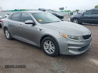 2018 Kia Optima S with VIN 5XXGT4L33JG207128, listed as a IAAI auction lot 42162350 with 97,720 mi miles and . Bid and sale history available at DreamBid. Image 1.
