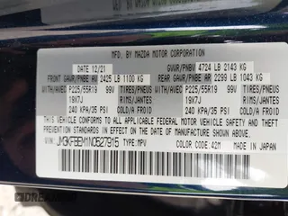 2022 Mazda CX-5 2.5 S Premium Plus Package with VIN JM3KFBEM1N0527915, listed as a IAAI auction lot 41942476 with 40,145 mi miles. Bid and sale history available at carsss.com. Image 9.