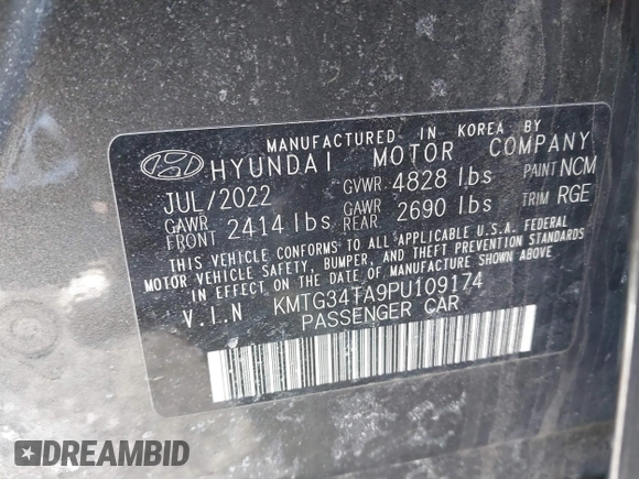 2023 Genesis G70 2.0T z VIN KMTG34TA9PU109174, wystawiony jako IAAI lot #41582887 z przebiegiem 72 996 mil mil oraz . Historia ofert i sprzedaży dostępna na DreamBid. Obrazek 9.