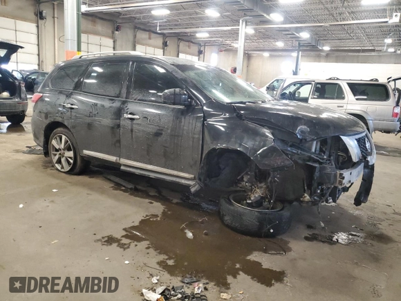2015 Nissan Pathfinder SV with VIN 5N1AR2MMXFC681953, listed as a Copart auction lot 45596125 with 107,685 mi miles and Salvage title. Bid and sale history available at DreamBid. Image 4.