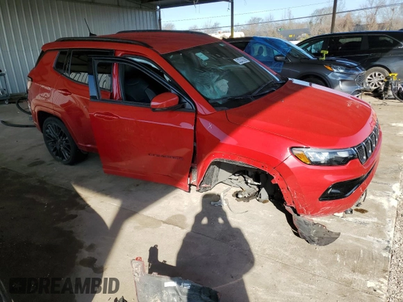2023 Jeep Compass (RED) Edition with VIN 3C4NJDCNXPT527588, listed as a Copart auction lot 46486635 with 49,794 mi miles and Non Repairable. Bid and sale history available at carsss.com. Image 4.