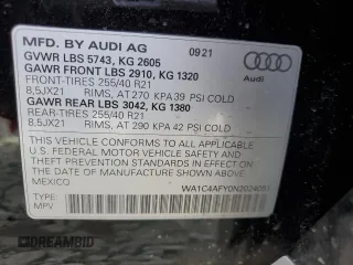 2022 Audi SQ5 Prestige with VIN WA1C4AFY0N2024051, listed as a Copart auction lot 44236384 with 26,607 mi miles. Bid and sale history available at carsss.com. Image 13.