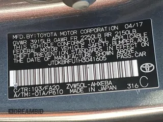 2017 Toyota Prius Two with VIN JTDKBRFU1H3041605, listed as a Copart auction lot 45760435 with 141,381 mi miles and Salvage Title. Bid and sale history available at DreamBid. Image 14.