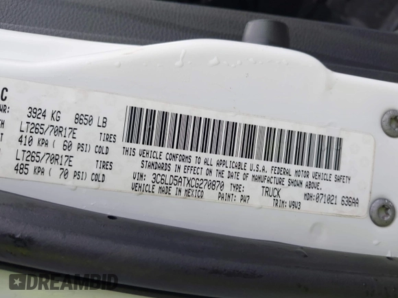 2012 Ram 2500 с VIN 3C6LD5ATXCG270870, выставлен на аукционе IAAI как лот 42418500 с пробегом 149 616 миль миль и . История ставок и продаж доступна на DreamBid. Изображение 9.