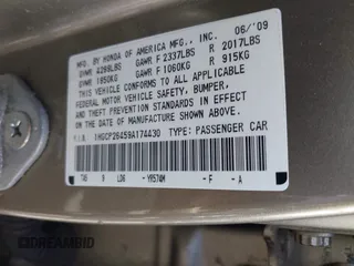 2009 Honda Accord LX-P z VIN 1HGCP26459A174430, wystawiony jako IAAI lot #42073355 z przebiegiem 106 046 mil mil oraz . Historia ofert i sprzedaży dostępna na DreamBid. Obrazek 9.