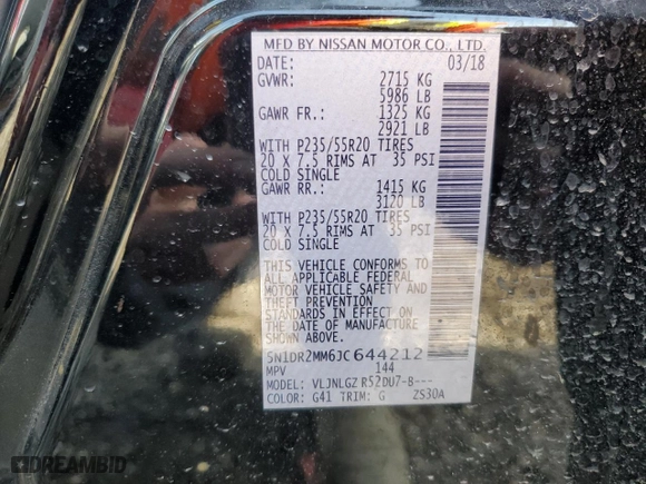 2018 Nissan Pathfinder SL with VIN 5N1DR2MM6JC644212, listed as a Copart auction lot 45161275 with 83,779 mi miles and Salvage Title. Bid and sale history available at carsss.com. Image 12.