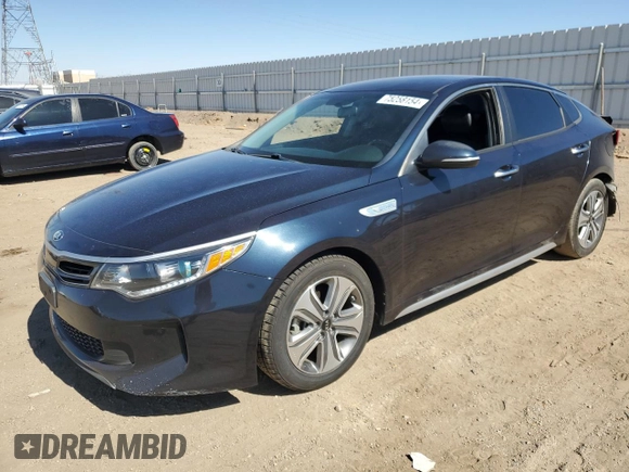 2017 Kia Optima Hybrid EX with VIN KNAGU4LEXH5015229, listed as a Copart auction lot 75258154 with 118,130 mi miles and Salvage Title. Bid and sale history available at carsss.com. Image 1.
