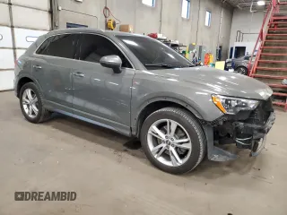 2020 Audi Q3 S line Premium with VIN WA1DECF36L1008005, listed as a Copart auction lot 85066374 with 77,190 mi miles and Salvage Title. Bid and sale history available at carsss.com. Image 4.
