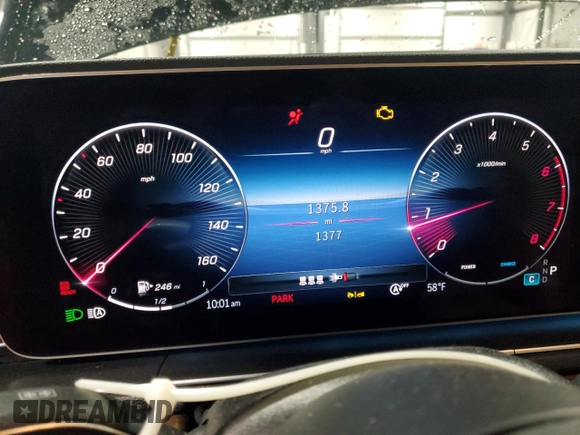 2025 Mercedes-Benz GLE 450 with VIN 4JGFB5KBXSB385683, listed as a Copart auction lot 53837845 with 1,377 mi miles and Salvage title. Bid and sale history available at DreamBid. Image 9.