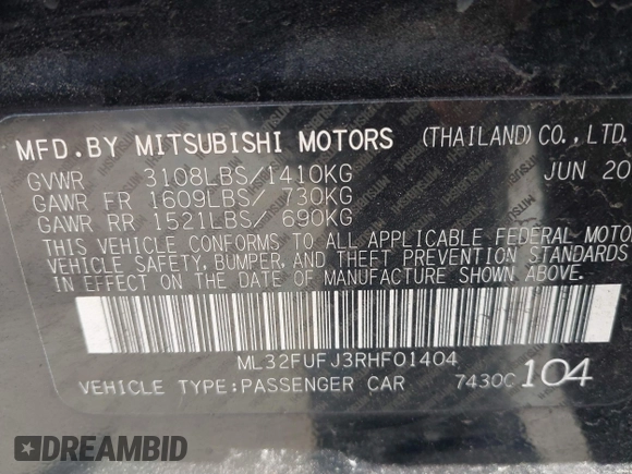 2024 Mitsubishi Mirage ES z VIN ML32FUFJ3RHF01404, wystawiony jako IAAI lot #41214066 z przebiegiem 14 872 mil mil oraz . Historia ofert i sprzedaży dostępna na DreamBid. Obrazek 9.