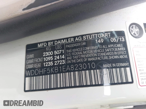 2014 Mercedes-Benz E 350 Sport with VIN WDDHF5KB1EA823010, listed as a IAAI auction lot 42180919 with 188,167 mi miles and . Bid and sale history available at DreamBid. Image 9.