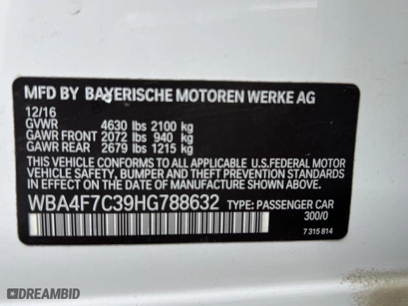 2017 BMW 4 Series 430i with VIN WBA4F7C39HG788632, listed as a Copart auction lot 53349705 with 104,218 mi miles and Clean Title. Bid and sale history available at carsss.com. Image 10.