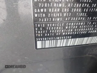 2018 Volkswagen Tiguan SEL z VIN 3VV3B7AX1JM045203, wystawiony jako IAAI lot #42572229 z przebiegiem 104 873 mil mil oraz . Historia ofert i sprzedaży dostępna na DreamBid. Obrazek 9.