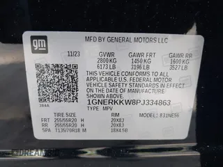 2023 Chevrolet Traverse Premier with VIN 1GNERKKW8PJ334863, listed as a IAAI auction lot 42060557 with 24,108 mi miles and . Bid and sale history available at DreamBid. Image 9.