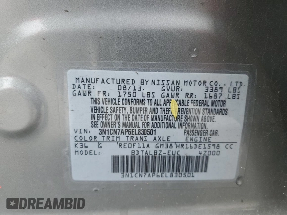 2014 Nissan Versa SV with VIN 3N1CN7AP6EL830501, listed as a Copart auction lot 44570275 with 92,211 mi miles and Clean Title. Bid and sale history available at carsss.com. Image 12.