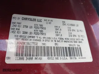 2008 Jeep Liberty Sport with VIN 1J8GN28K18W177532, listed as a IAAI auction lot 42044025 with 187,293 mi miles. Bid and sale history available at carsss.com. Image 9.