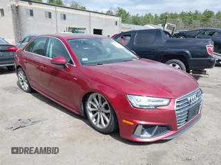 2019 Audi A4 Premium Plus z VIN WAUENAF49KN004753, wystawiony jako IAAI lot #42012315 z przebiegiem 105 208 mil mil oraz . Historia ofert i sprzedaży dostępna na DreamBid. Obrazek 1.