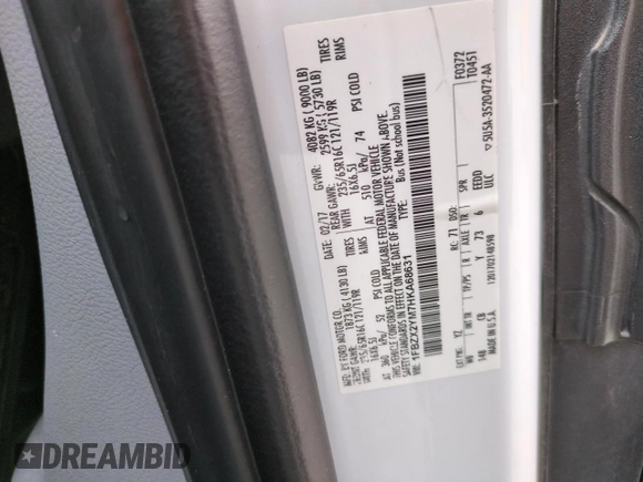 2017 Ford Transit XL z VIN 1FBZX2YM7HKA68631, wystawiony jako Copart lot #43348695 z przebiegiem 113 088 mil mil oraz Szkoda całkowita • Salvage title. Historia ofert i sprzedaży dostępna na DreamBid. Obrazek 12.