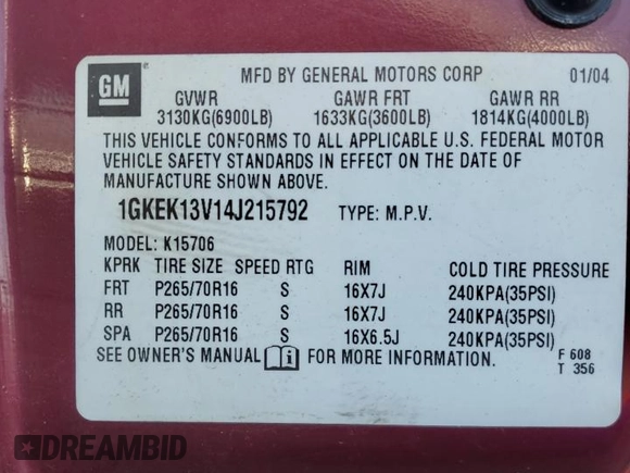 2004 GMC Yukon SLE with VIN 1GKEK13V14J215792, listed as a Copart auction lot 75657614 with 0 mi miles and Salvage Title. Bid and sale history available at carsss.com. Image 13.
