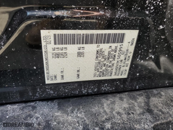 2023 Nissan Maxima Platinum with VIN 1N4AA6FV2PC505995, listed as a Copart auction lot 45787585 with 12,524 mi miles and Salvage Title. Bid and sale history available at carsss.com. Image 12.