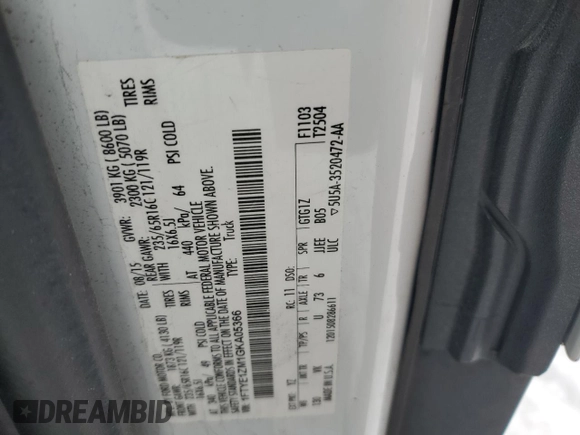 2016 Ford Transit Cargo with VIN 1FTYE1ZM1GKA05366, listed as a Copart auction lot 89191685 with 247,686 mi miles and Salvage Title. Bid and sale history available at carsss.com. Image 16.