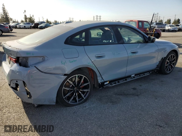 2024 BMW i4 eDrive35 with VIN WBY43AW07RFS57364, listed as a Copart auction lot 47757815 with 5,226 mi miles and Salvage Title. Bid and sale history available at carsss.com. Image 3.