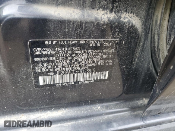 2014 Subaru Crosstrek Premium with VIN JF2GPACC3E9328815, listed as a Copart auction lot 60715105 with 140,393 mi miles and Clean title. Bid and sale history available at DreamBid. Image 12.